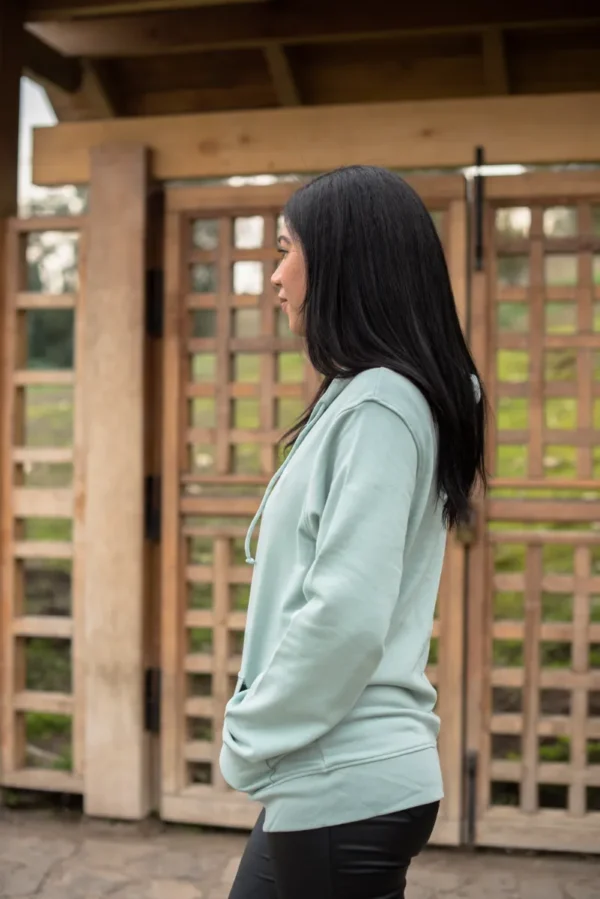 Polerón Hoddie unisex Verde con cierre hecho con algodón orgánico y poliéster reciclado - Pillqu - Imagen 4