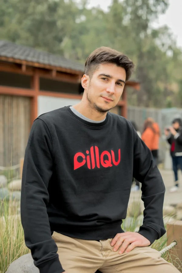 Polerón sudadera unisex negro de algodón orgánico y poliéster reciclado - Pillqu - Imagen 3