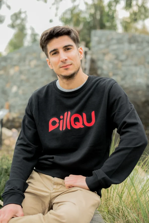 Polerón sudadera unisex negro de algodón orgánico y poliéster reciclado - Pillqu - Imagen 4