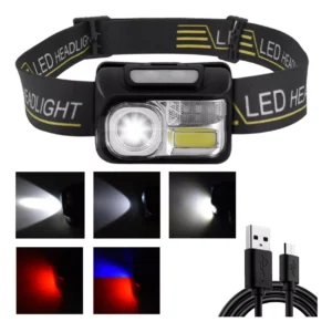 Linterna Led Frontal Recargable 300 lúmenes.